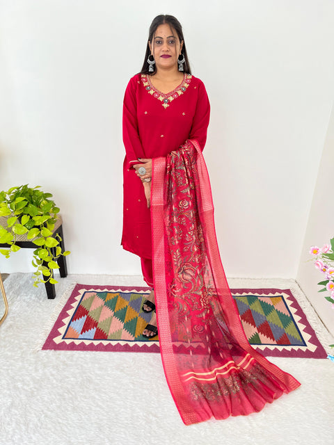 New Designers Kurti Pent Dupatta 3 pic Set