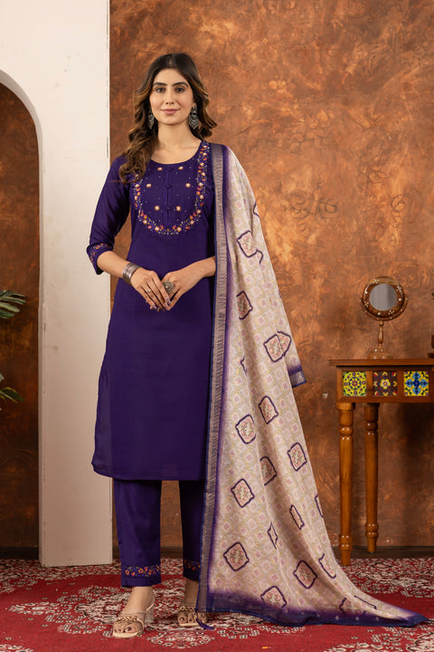New Multi Embroidery Thread With Hand Work Kurti