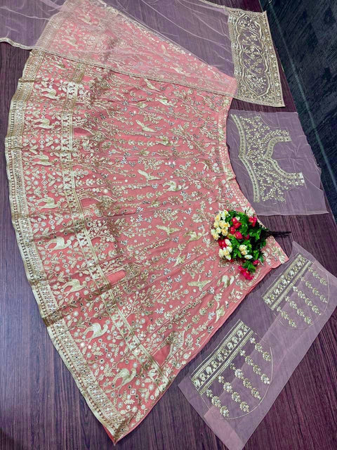 New  BRIDAL WEAR HEAVY EMBROIDERY CHINE STITCHED WITH REAL MIRROR HAND WORK LEHENGAS CHOLI