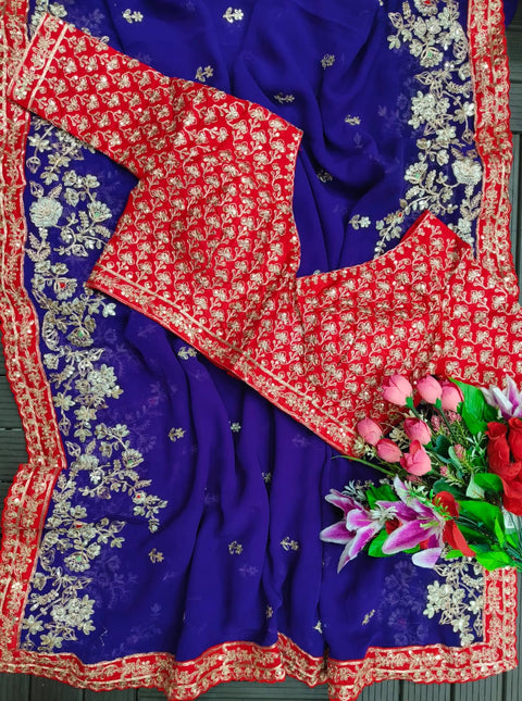 New Heavy Sequence & Coading Lace Border in Saree Work