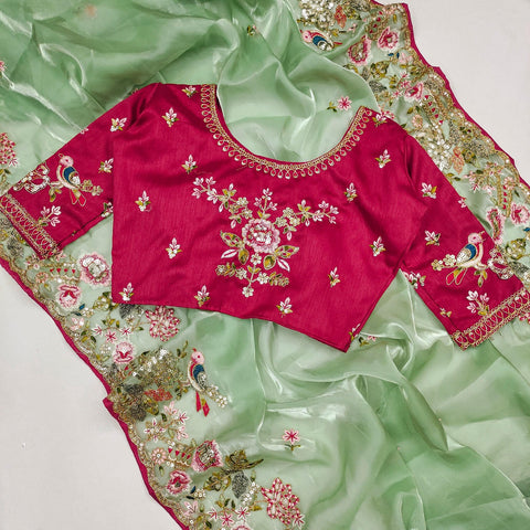 New LaunchingSoft Jimmy Chu Fabric With Multi Thread Embroidery Coding SequenceĐěsigner saree