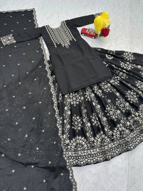New PremiumHeavy chinon Embroidered Lehenga top dupatta