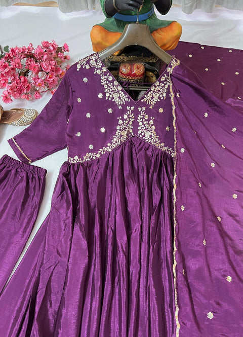 NEWLY  LAUNCHED CHINON SILK FLAIRED KURTI & PLAZZO SET