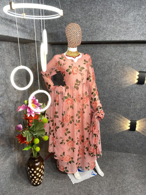 New Premium Printed Attractive Party Wear Georgette Gown