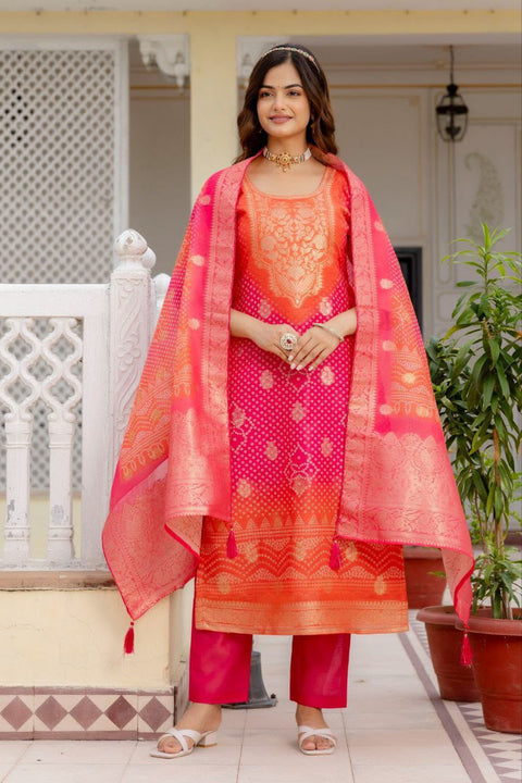 New Premium PURE CHANDERI COTTON Kurti with DUPATTA SETS
