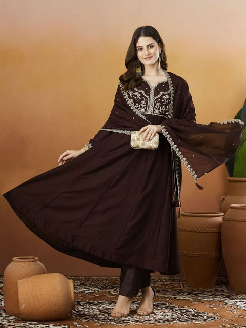 New VICHITRA SILK WITH SEQUENCE CODING EMBROIDERY WORK Dress