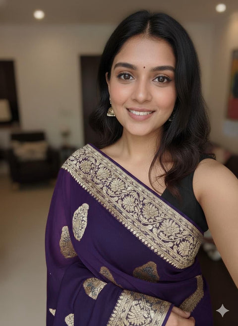 New ArrivalsViscose Georgette Saree With Running Blouse