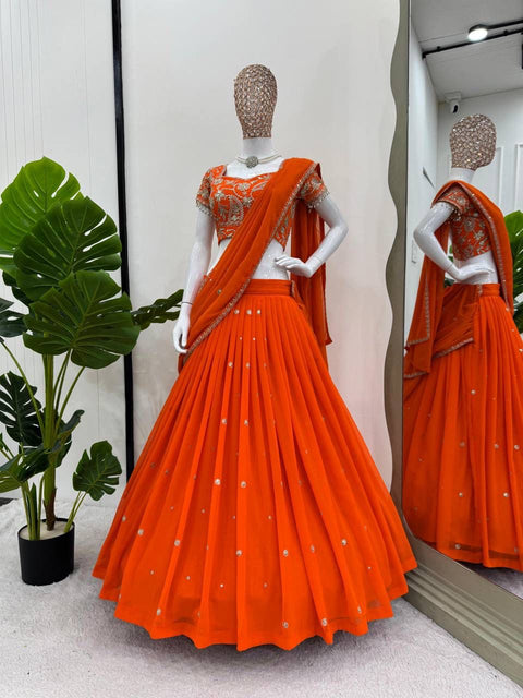 New Lunch Hevay Boutiq Collection Foux Gorgette Lehengha Saree
