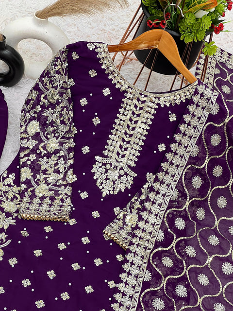 New Designer Party Wear Look Top-Plazzo and Dupatta With Heavy Embroidery Work