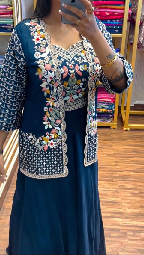 New Party Wear Look Jacket Blouse And Lehenga