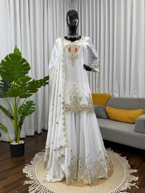 New Crafted in Classy Tones with Premium Fabric & Detailing Elegant Ethnic Wear Designer Sharara Set