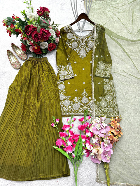 New Fully Stitched Ready To Wear TOP&PLAZZO&DUPTTA Set