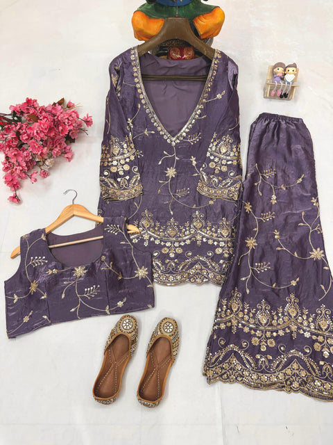 NEWLY LAUNCHED KURTI BLOUSE-PLAZZO SET