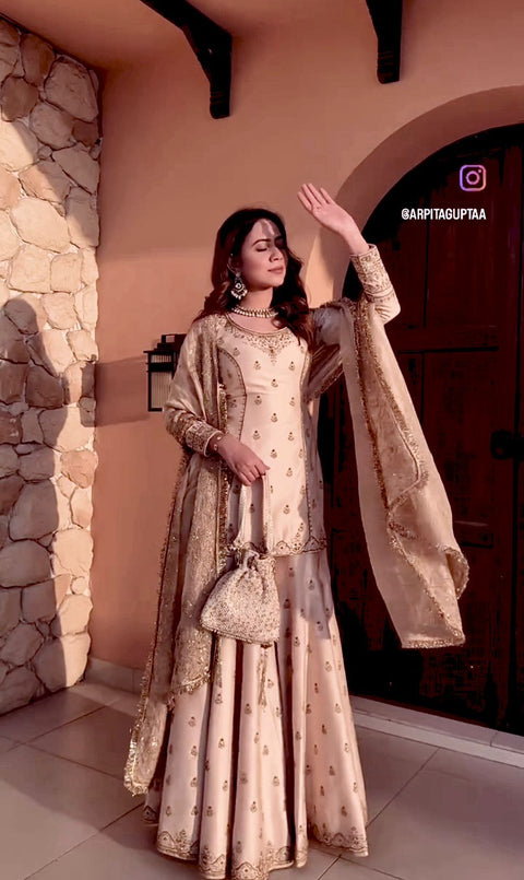 New Cinon Top-Sarara and Dupatta Set Fully Stitched Ready To Wear