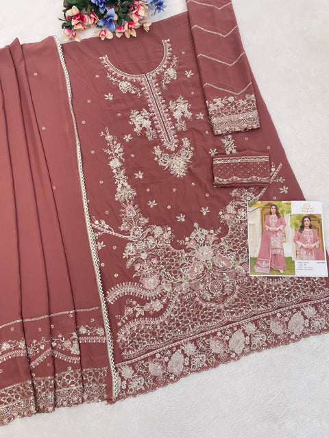 New beautiful Multi Thread & Jari WithSequence Embroidery Stich Khatli Work dress