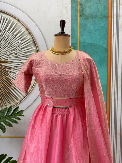 New Pongal Special Soft Space Silk Sequins Embroidery Lehenga choli