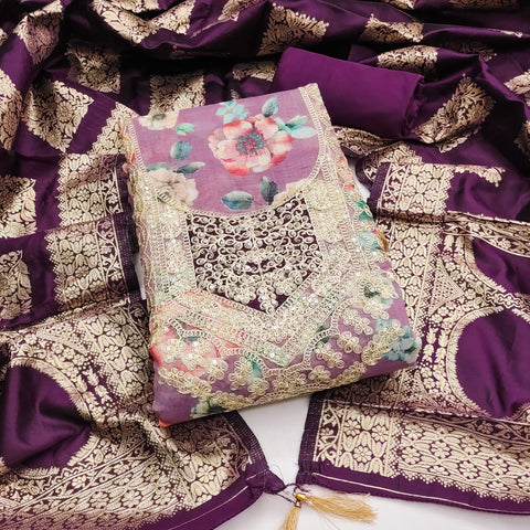 New modal chanderi print with coding work Exclusive Dress Material Suit