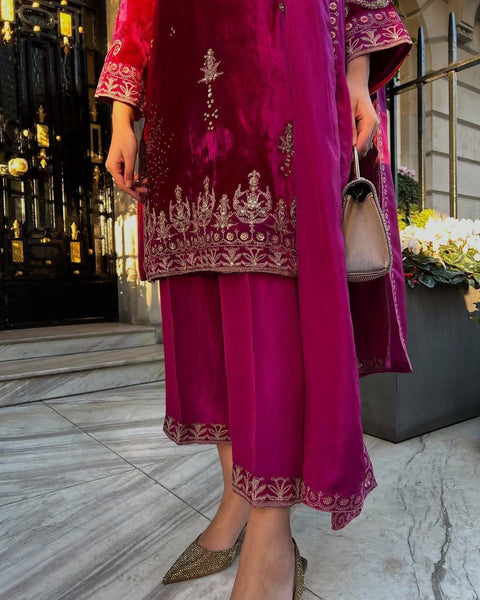 NEWLY LAUNCHED VELVET KURTI-PLAZZO SET