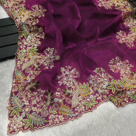 NEW ZIMMY CHU DESIGNER HEAVY EMBRODERY WORK SAREE
