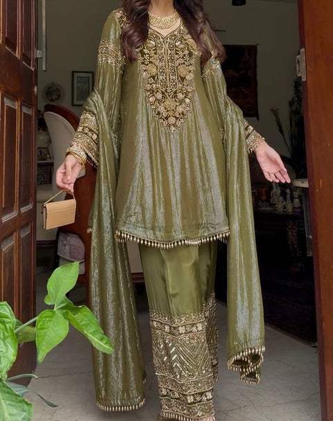 NEW DESIGNER EID SPECIAL HEAVY EMBROIDERY SEQUENCE FANCY PATCH WORK WITH PLAZZO SET