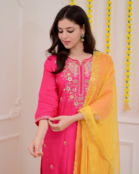 New Rich Multi-Sequence with Fine Coding Work 3-Piece Kurti Set