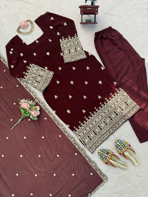 New Classy Tones with Premium Fabric & DetailingElegant Ethnic WearDesigner Suit & Pent Set
