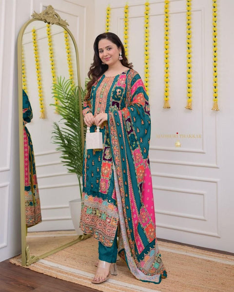 NEW LAUNCHING digital printssequin embroidery and lace detailings Pakistani Suit
