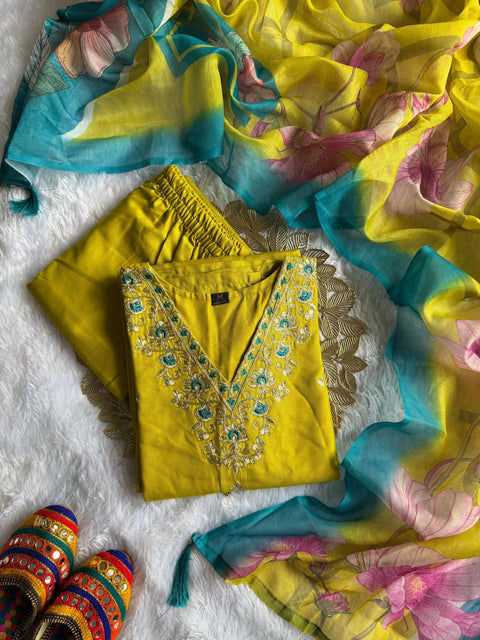 New Designers Kurti Pent Dupatta Set