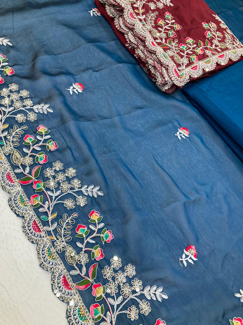 New Beautiful Maharani   Party Wear Soft Rangoli  Silk Saree