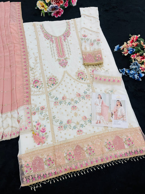 New Multi Thread & Jari With 
 Sequence Embroidery Stich
Khatli Work & Fancy Lace Dress
