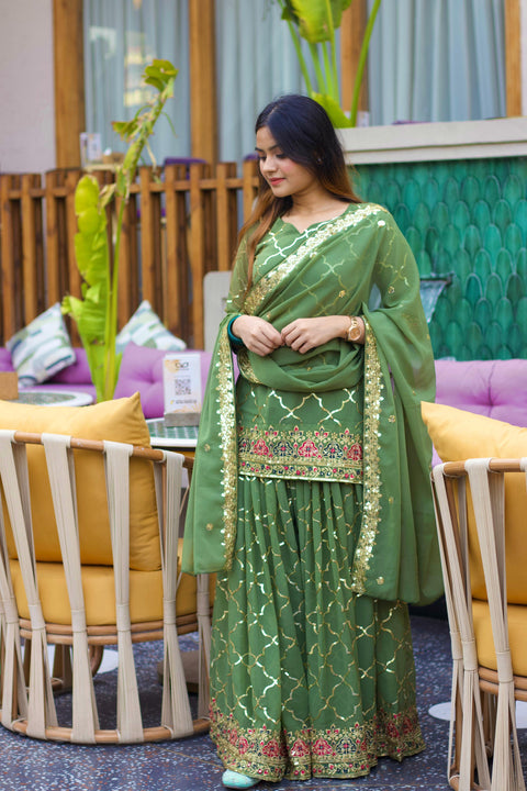 New Designer Party Wear Look Top , Sharara Plazzo  and Dupatta
