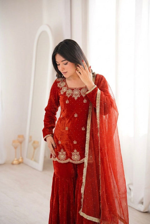 New Premium Embroidery Sequence Work With Zarkan Diamond Work Fully Stitched & Ready to Wear Dres