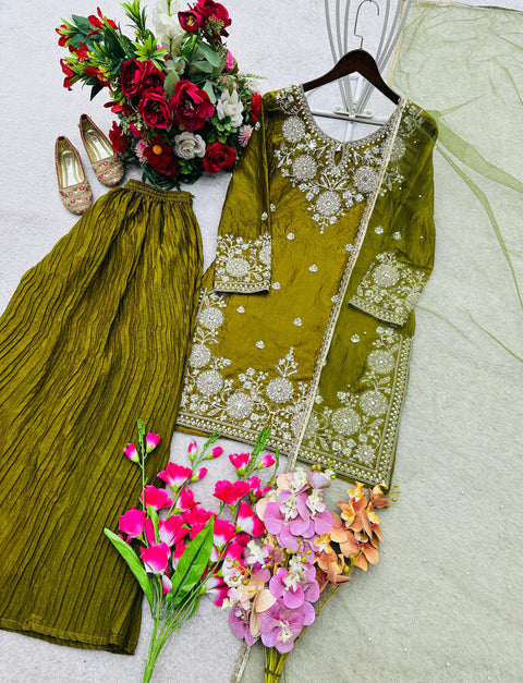 New Fully Stitched Ready To Wear TOP&PLAZZO&DUPTTA Set