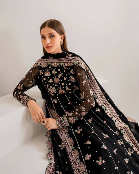 NEW SPECIAL DESIGNER SEQUINS & ZARI EMBROIDERED ANARKALI GOWN WITH SHARARA
