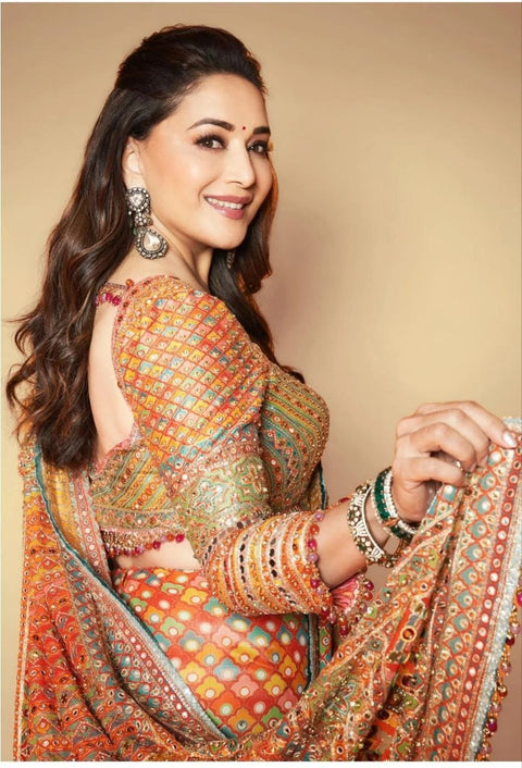 New Chinon Digital Print Collection with beautiful real mirror Saree