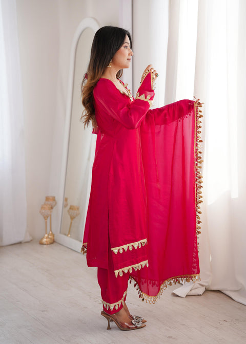 NEW Premium Real Miror Work  FENDY SILK PLAZZO with Duppata