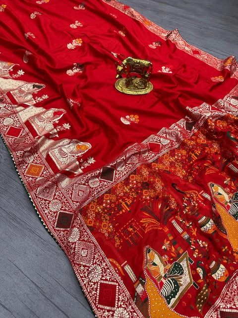 New Pure Dola silk with Zari weaving Saree with zarkan Pallu  border &  samosa lace border