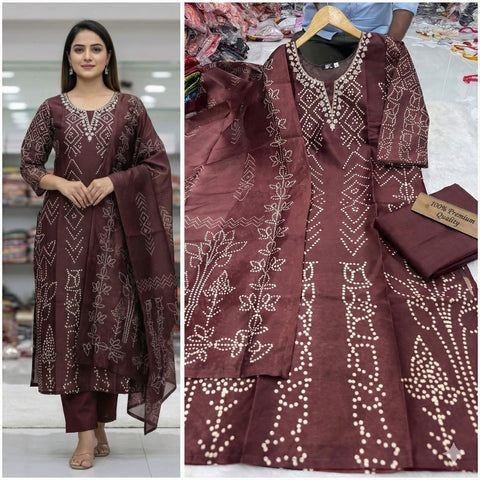 New SILK FABRIC with DIGITAL PRINT AND HANDWORK in neck with inner top with duppta