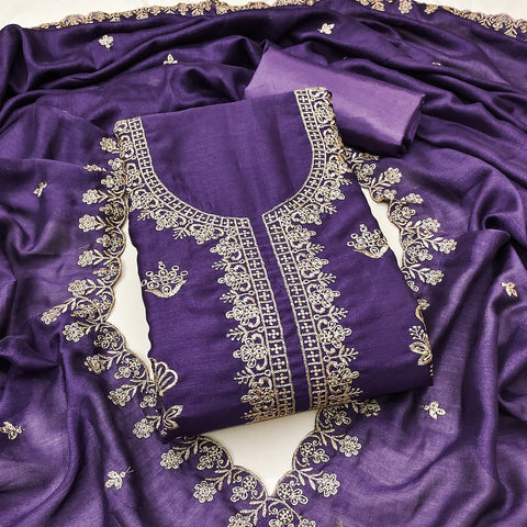 New BEST QUALITY VICHITRA SILK EMBRUDERY WORK Dress