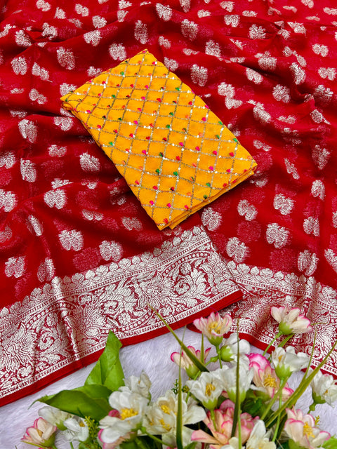 New Viscose Georgette Saree With Georgette Viscose Contrast Blouse