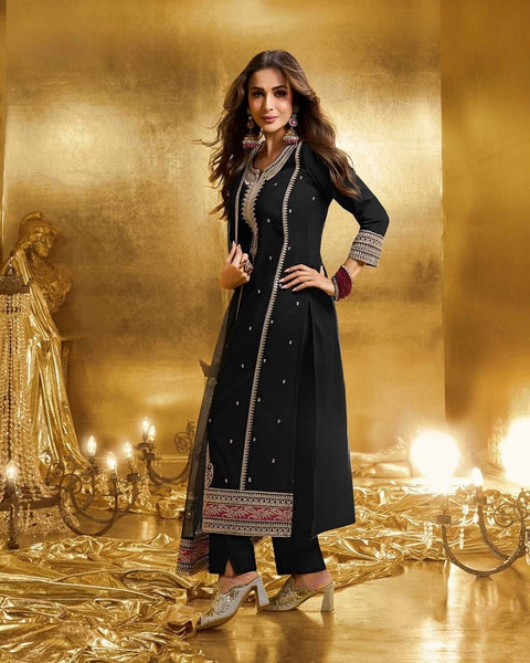 NEW DESIGNER PARTY WEAR HEAVY EMBROIDERY CODING SEQUENCE WORK 3 PIS SUIT SET
