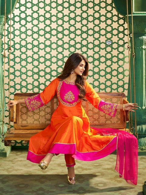 New Premium Chanderi Cotton with inner Kurti with Duppata