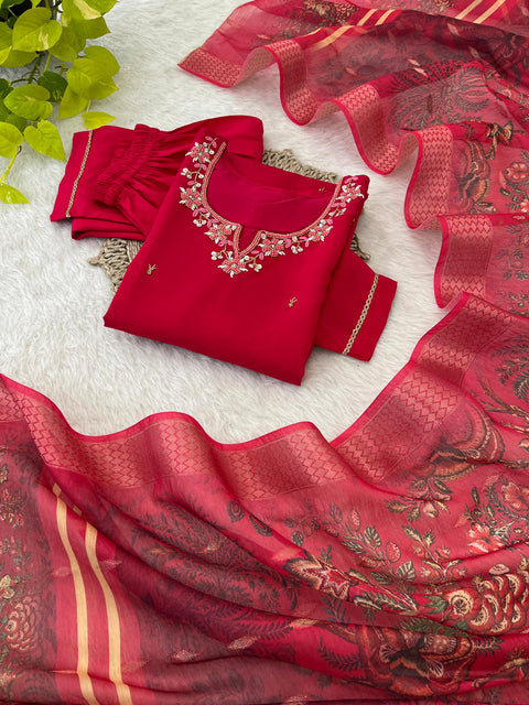 New Designers Kurti Pent Dupatta 3 pic Set