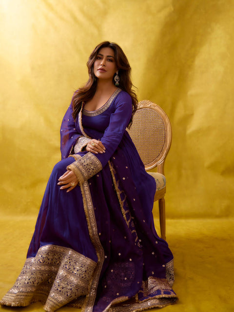 NEWLY LAUNCHED DESIGNER ANARKALI GOWN WITH ELEGANT DUPATTA