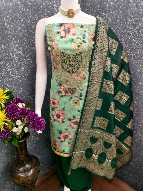New modal chanderi print with coding work Exclusive Dress Material Suit