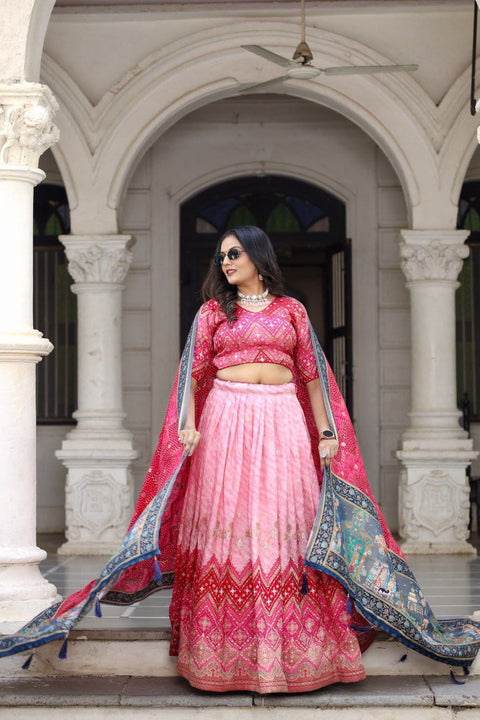 New jecard viscose viscose position print With jecard Touch Up  lehenga