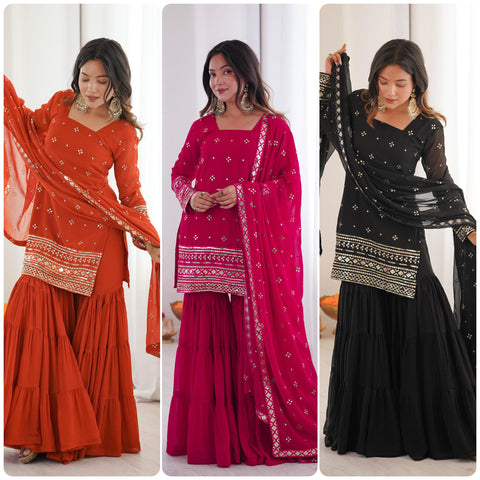 New Premium Pure Heavy Georgette With Embroidery Sequence Work Dress