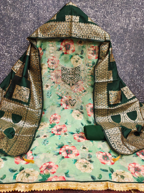 New modal chanderi print with coding work Exclusive Dress Material Suit