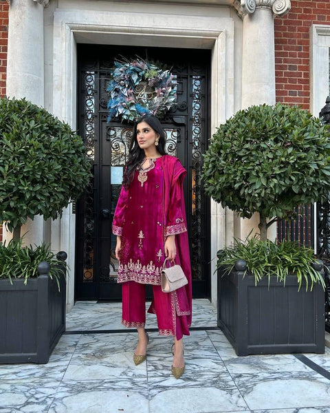 NEWLY LAUNCHED VELVET KURTI-PLAZZO SET