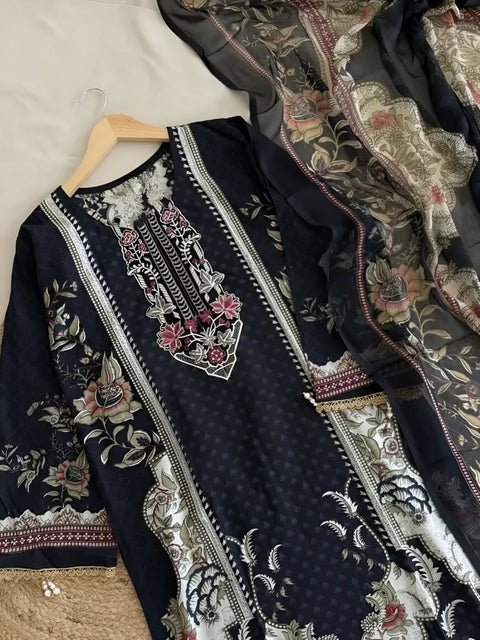 New Premium pure cotton with heavy patch work pakishtani Suits